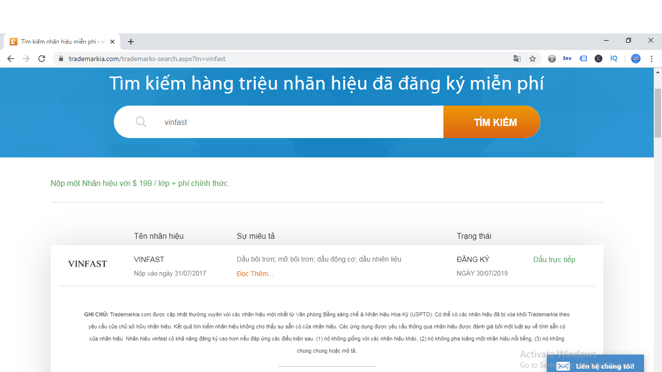 Tra cứu xem hang xe vinfast đăng ký bảo hộ thương mại toàn cầu