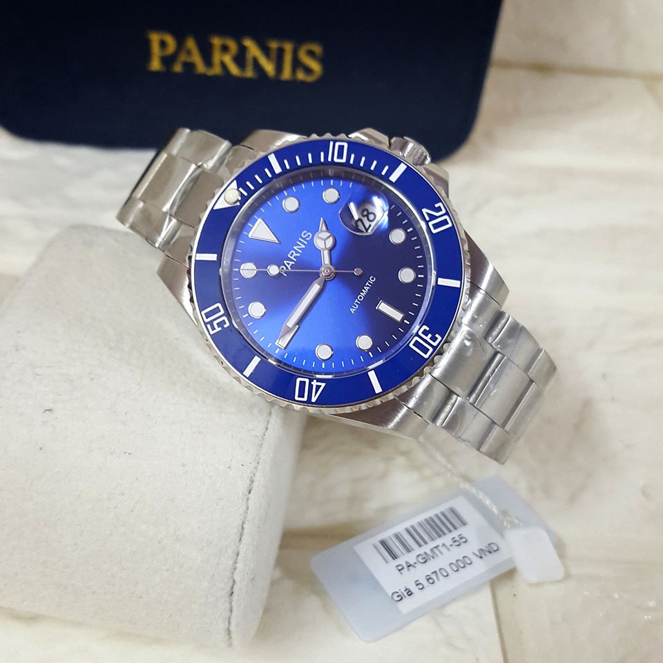 Thiết kế kinh điển của rolex đồng hồ nam Parnis PA-GMT1-2