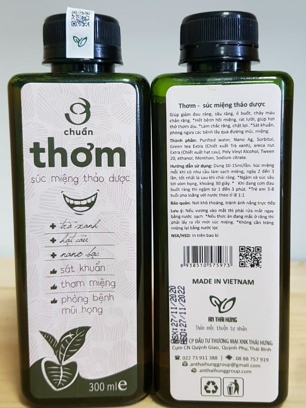 Nước súc miệng thảo dược Ơ chuẩn thơm An Thái Hưng 300ml