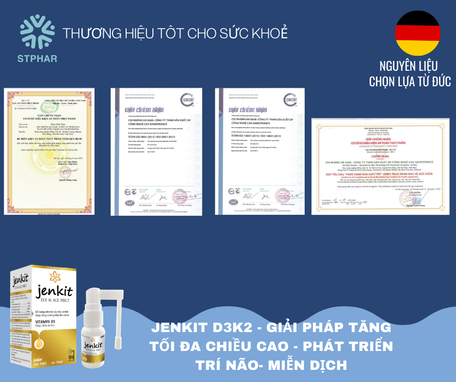 Chai xịt tối ưu chiều cao và phát triển trí não cho bé D3K2 DHA