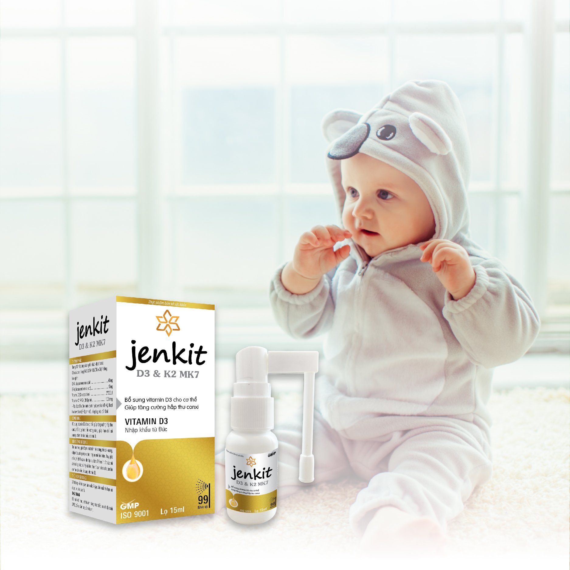 Chai xịt tối ưu chiều cao và phát triển trí não cho bé D3K2 DHA