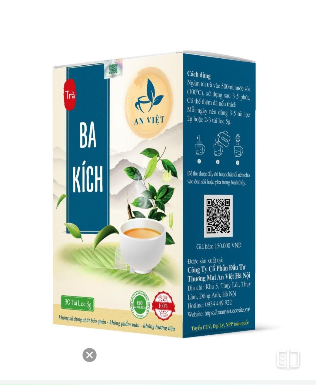 Trà Ba Kích An Việt 30 túi lọc 3 gam (tuyển NPP độc quyền tỉnh 0934449922)